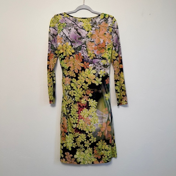 Luisa Cerano Dress Colorful Bright Floral Long Sleeve Shift Size Small Like New - Picture 4 of 4